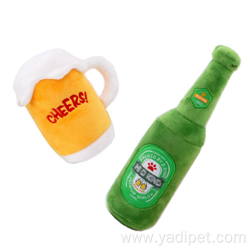 Strong Soft Plush Beer Water Bottle Pet Toys